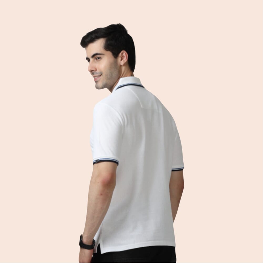 Marks & Spencer Polo T-shirt Tipping-White with Blue